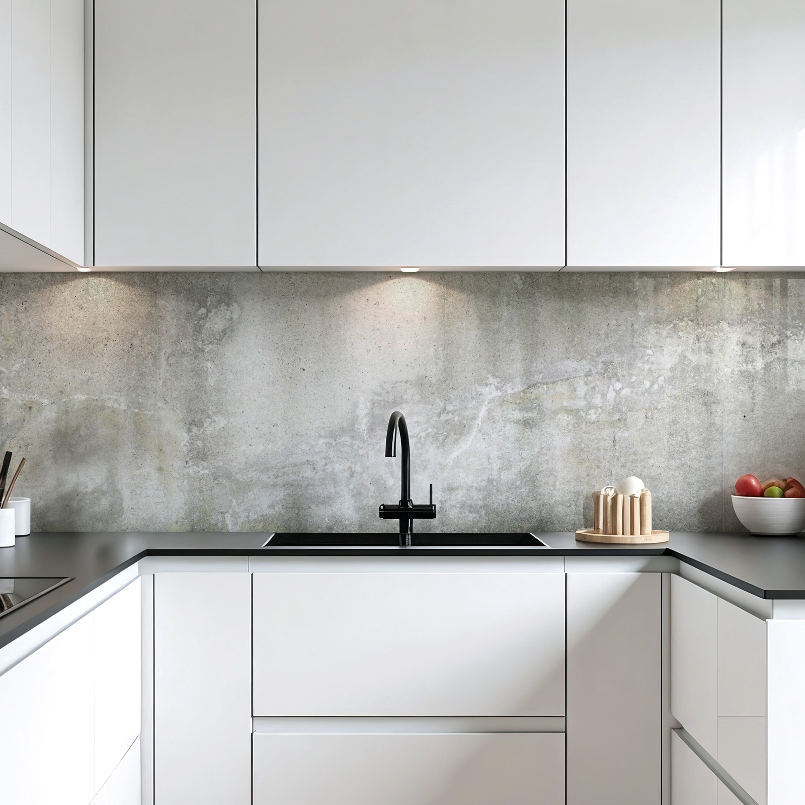 Küchenrückwand Folie elegante graue Holzimitation Hauptbild 1